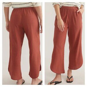 MARINE LAYER M Terracotta Allison Wide Leg Pant Scalloped Trim